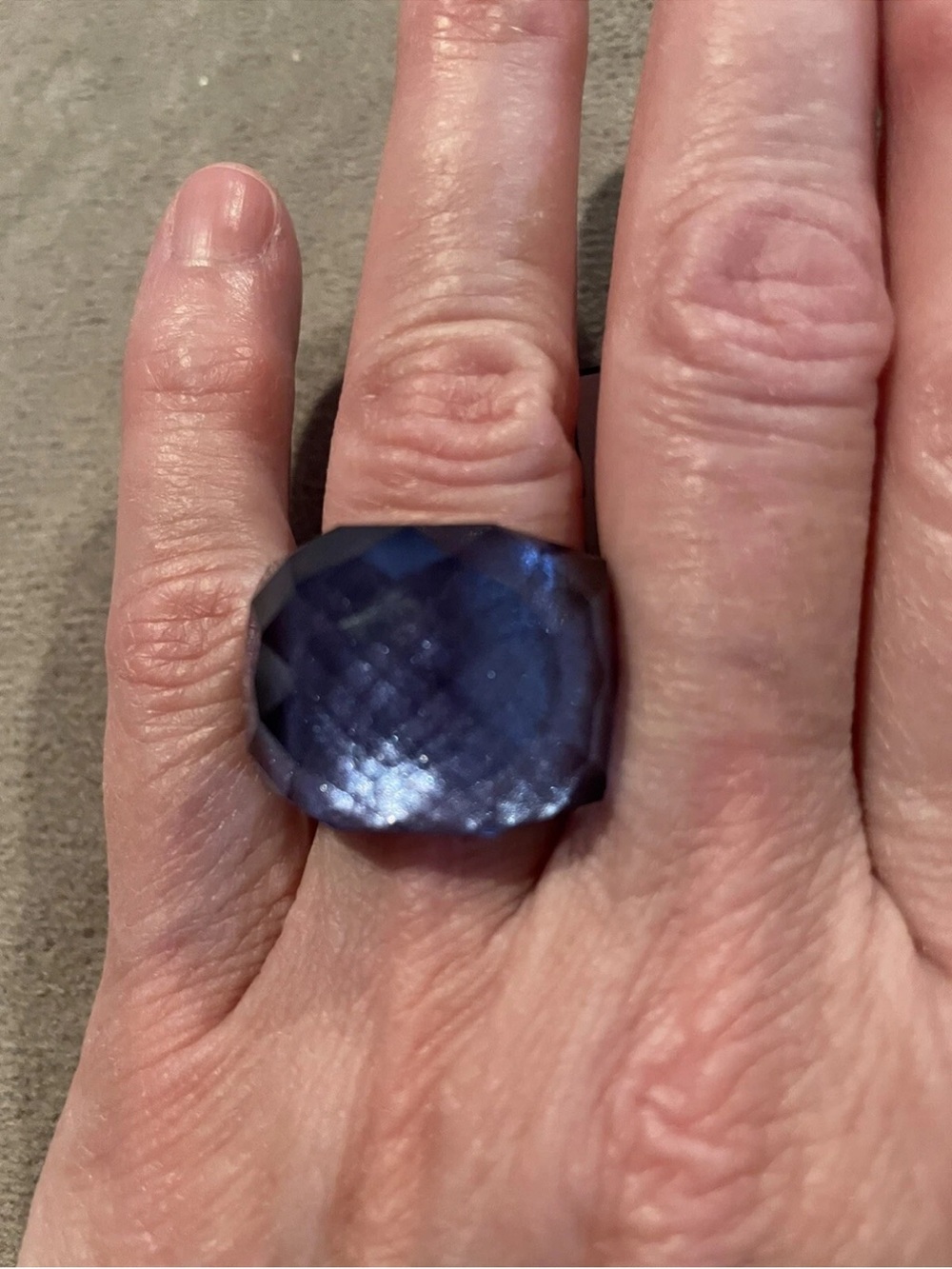 Swarovski Deep Blue Faceted Cocktail Ring size 6